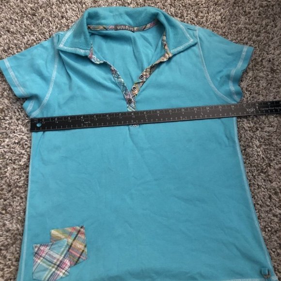 Natalie & me weekend polo Collar Size Small Colorful Small Pocket Details Blue - Picture 8 of 9